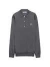 Prada Women's Long-sleeved Silk Polo Shirt In Grey