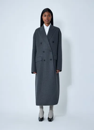 Prada Women Long Wool-blend Coat In Gray