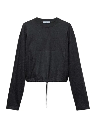 Prada Women's Long-sleeved Jersey T-shirt In Gray