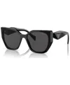 Prada Pr 19zs 1ab5s0 55mm Womens Butterfly Sunglasses In Black