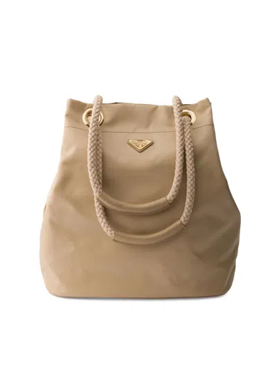 Prada Mariner Large Re-nylon Bucket Bag In Nude