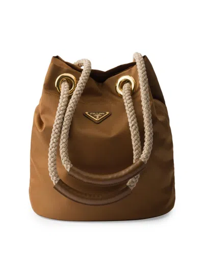 Prada Mariner Re-nylon Small Bucket Bag In Brown