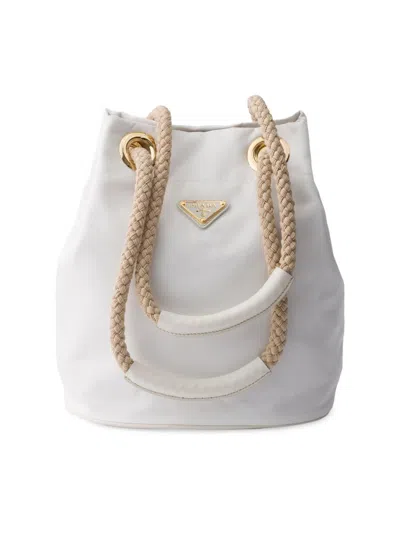 Prada Mariner Re-nylon Small Bucket Bag In White