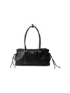 Prada Karin Medium Antiqued Leather Tote Bag In Black