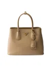 Prada Medium Double Tote Bag In Brown