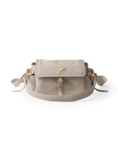 PRADA WOMEN'S MEDIUM EXPLORE NAPPA LEATHER SHOULDER BAG WITH FLAP
