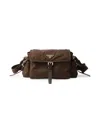 Prada Explore Medium Re-nylon Shoulder Bag With Flap In Brown