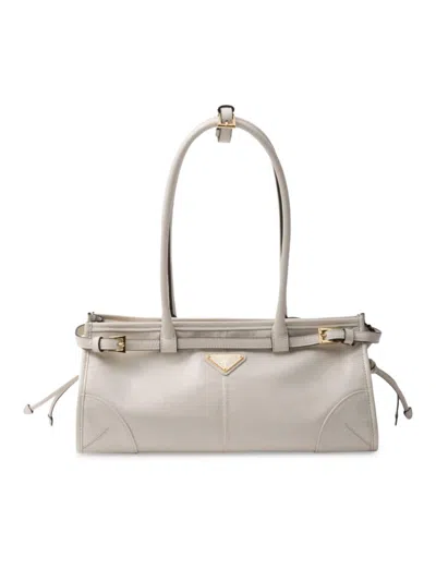 Prada Triangle-logo Tote Bag In Gray