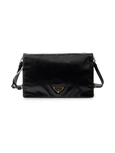 Prada Women's Medium Leather Shoulder Bag In Black