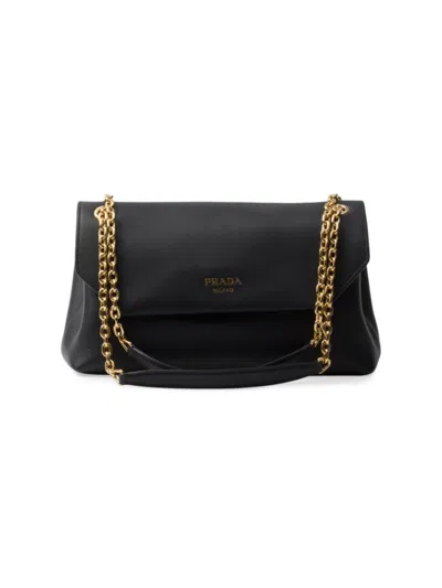Prada Women's Medium Leather Shoulder Bag In Black