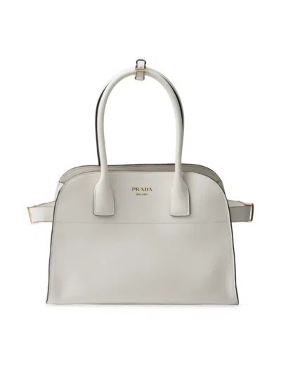 Prada Women's Medium Leather Tote Bag In White