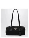 Prada Womens Grey Brand-plaque Medium Leather Shoulder Bag In Black