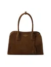 Prada Brown Suede Medium Shopping Bag In Brown