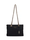 Prada Re-edition 1995 Chaîne Medium Black Re-nylon Bag Women In Black