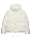 Prada Drawstring Hooded Down Jacket In White