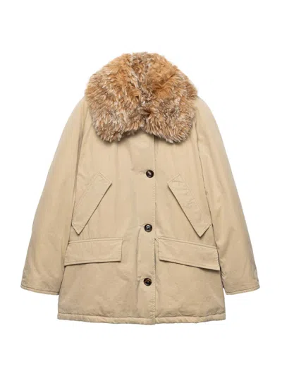 Prada Women's Medium-weight Old Panama Cotton Down Coat In Green