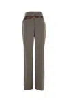 Prada Women Melange Cappuccino Tech Wool Pant In Gray