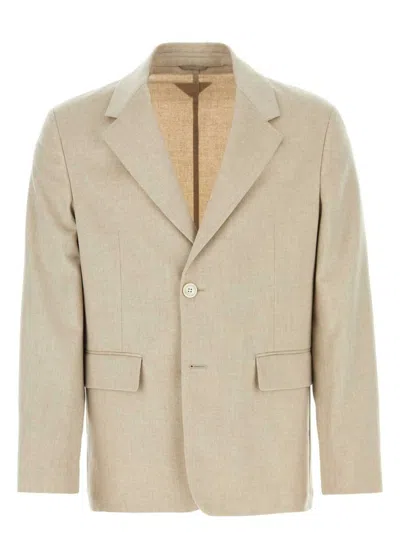 PRADA WOMEN'S MELANGE SAND CASHMERE BLAZER