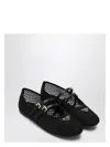 Prada Logo Leather-trimmed Mesh Ballet Flats In Black