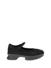 Prada Mesh Upper Round Toe Rubber Sole Ballerinas In Black