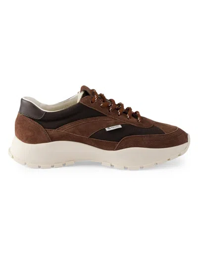 Prada Mesh Fabric And Suede Sneakers In Brown