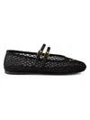 Prada Triangle Logo Mesh Ballet Flats In Black