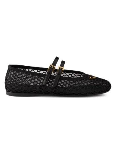 PRADA WOMEN'S MESH FABRIC BALLERINAS