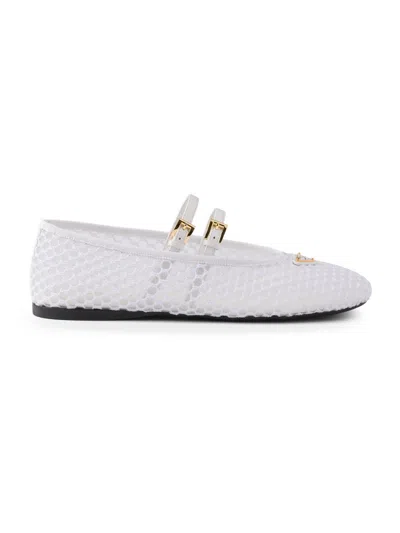 Prada Women's Mesh Fabric Ballerinas In White