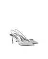Prada Women's Mesh Fabric Slingback Pumps In Silver