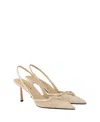 Prada Women's Mesh Fabric Slingback Pumps In Travertine Stone