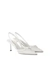 Prada Women's Mesh Fabric Slingback Pumps In White