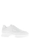 Prada Wavy Triangle Logo Low-top Sneakers In White