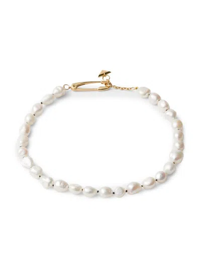 Prada Women's Metal And Pearl Necklace In Multi