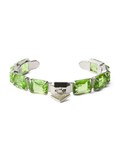 Prada Women's Metal Bracelet With Crystals In Green