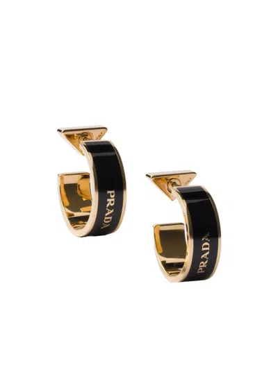 Prada Women's Metal Earrings In Black