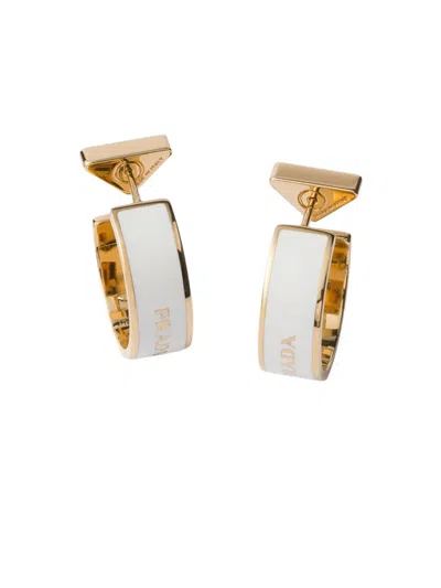 Prada Women's Metal Earrings In White
