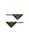 Prada Women's Metal Hair Clips In Black Gold