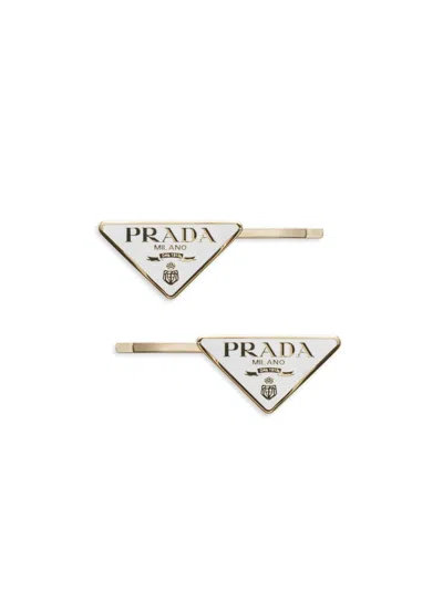 Prada Women's Metal Hair Pins In Gold