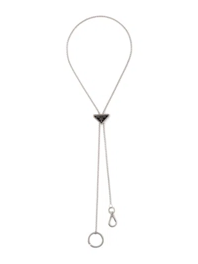 Prada Women's Metal Keychain In Silver