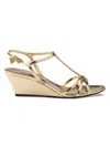 Prada Metallic Wedge Sandals Ankle Strap Open Toe In Gold