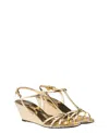 Prada Metallic Wedge Sandals Ankle Strap Open Toe In Gold