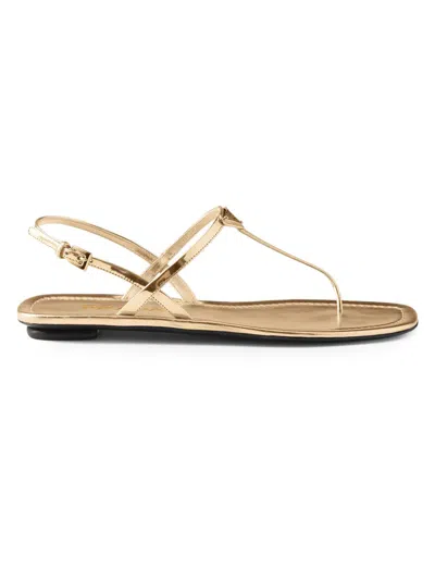 Prada Women's Metallic Leather Thong Sandals In Gold