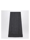 Prada Black/white Wool Weave Midi Skirt In Black