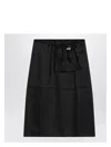 Prada Black Midi Skirt In Silk With Pouch In Black