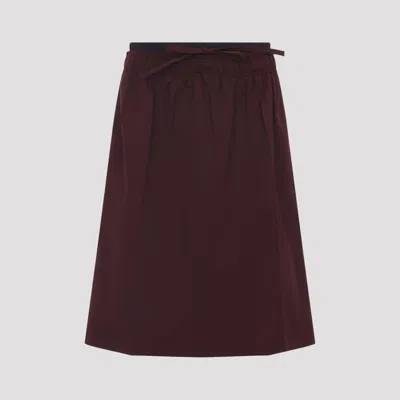 Prada Women's Midi Skirt In Soft Cotton Blend In Black
