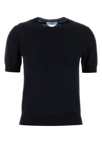 PRADA PRADA WOMEN MIDNIGHT BLUE WOOL SWEATER
