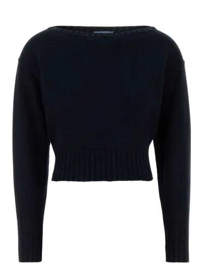 PRADA WOMEN'S MIDNIGHT COTTON SWEATER