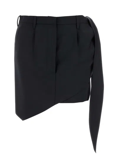 PRADA WOMEN'S MIDNIGHT MOHAIR BLEND MINI SKIRT