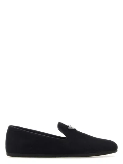 PRADA WOMEN'S MIDNIGHT SUEDE LOAFERS