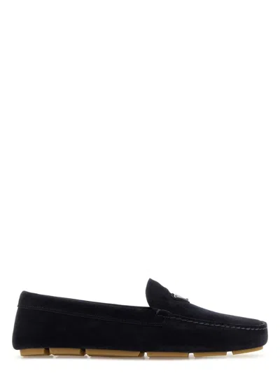 PRADA WOMEN'S MIDNIGHT SUEDE LOAFERS